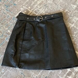H&M Black Faux Leather Mini Skirt